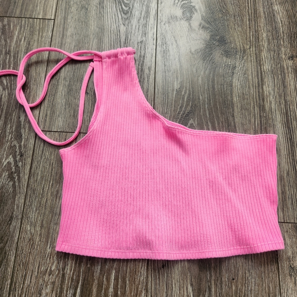 Aerie One Shoulder Crop Tank Top Large